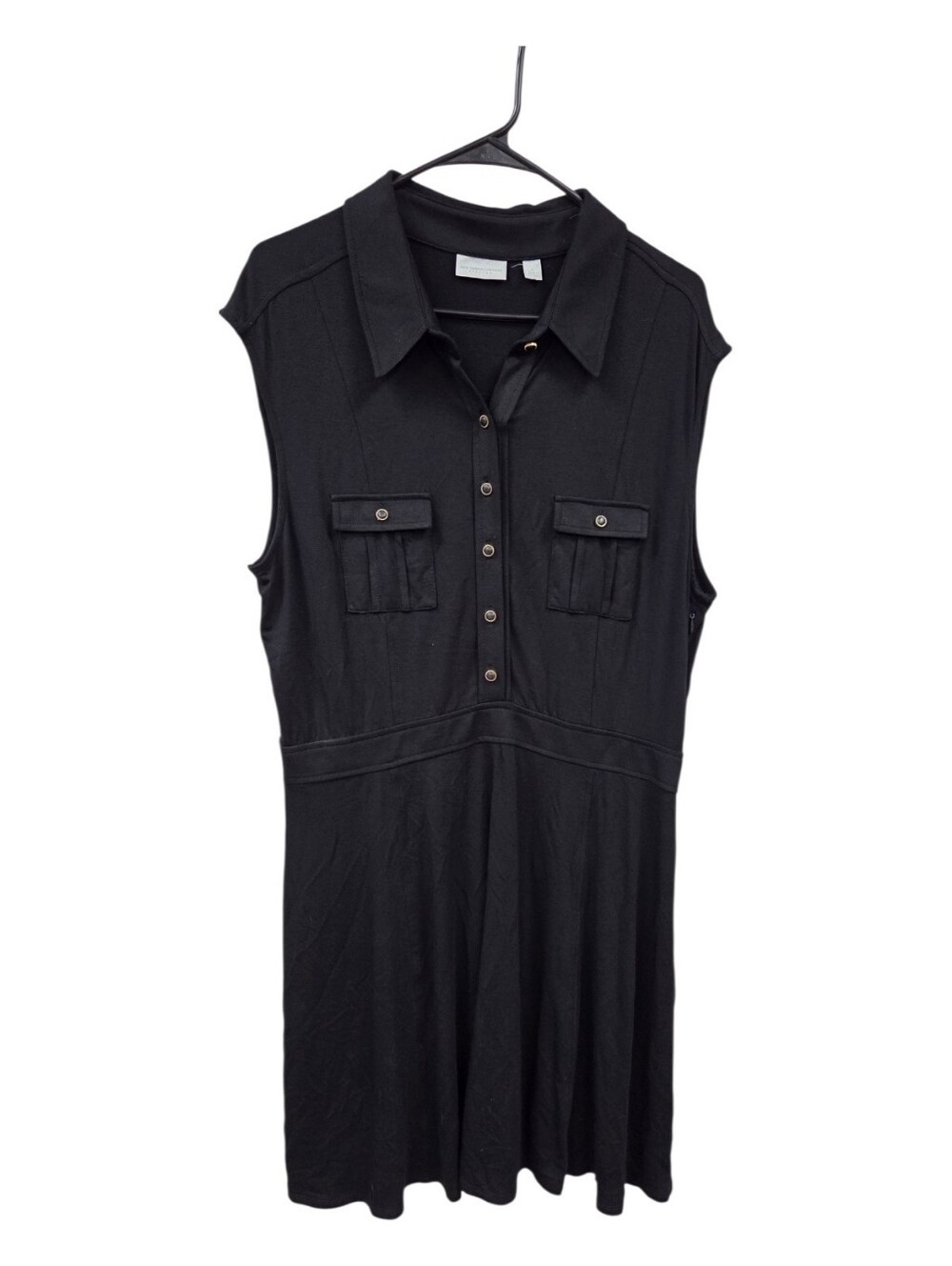 New York & CO jersey Black Sleeveless Polo Shirt Dress Xl
